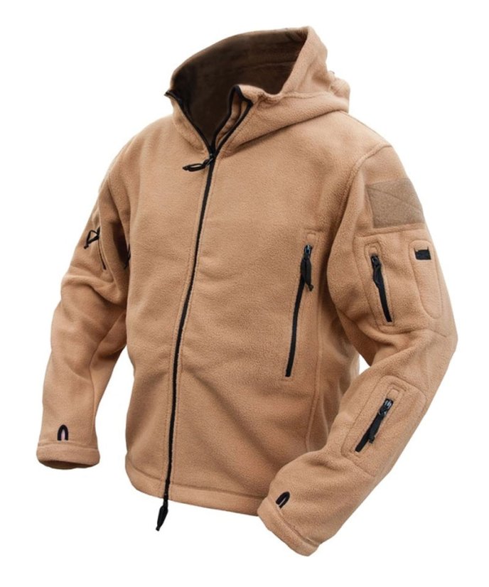 Pánská mikina FLEECE RECON s kapucí KOMBAT - Barva: Pískově hnědá - Coyote, Velikost: S