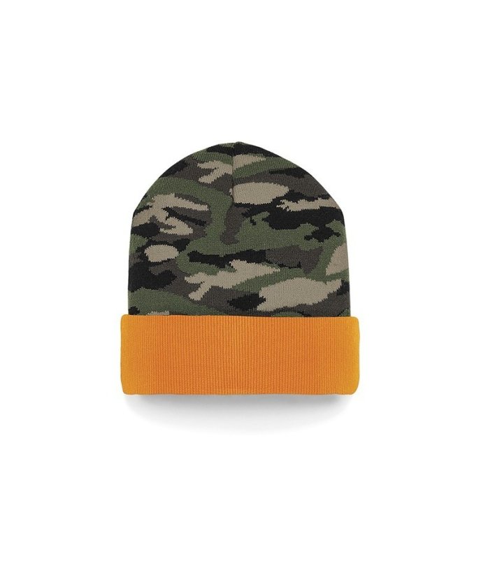 Čepice Cuffed Beanie - Barva čepice: Jungle Camo/Orange
