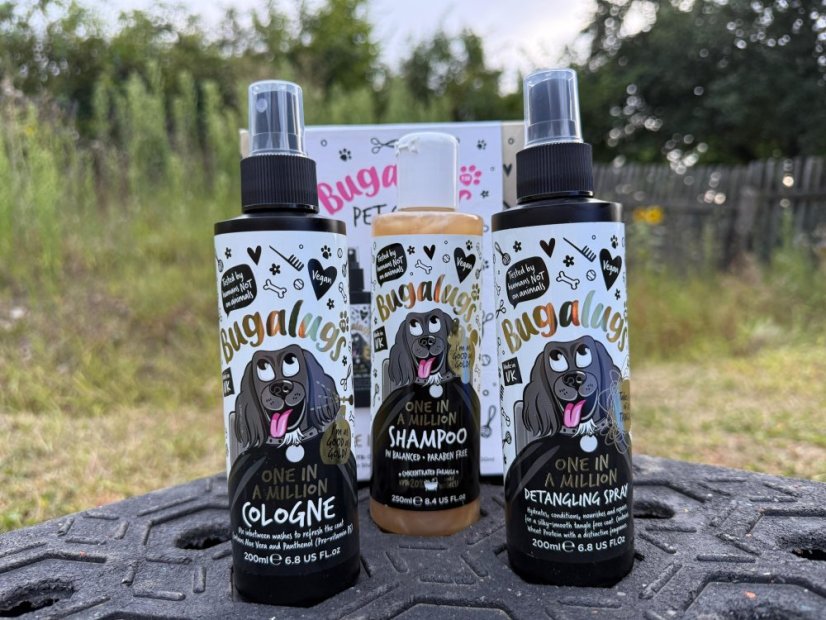 Bugalugs sada péče o psy šampon, rozčesávač a parfém One in a Million