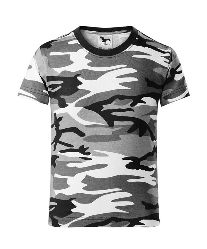 Dětské tričko maskáčové CAMOUFLAGE Adler - Barva: Šedý maskáč, Velikost: 134 (8 let)