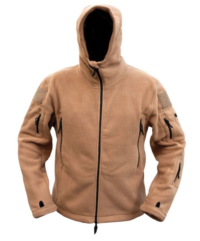 Pánská mikina FLEECE RECON s kapucí KOMBAT - Barva: Pískově hnědá - Coyote, Velikost: S