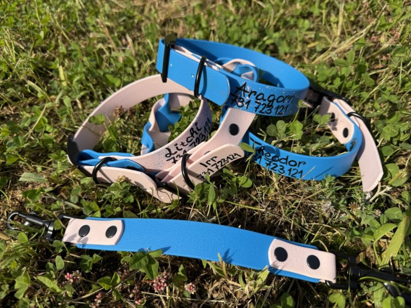 Obojek BioThane ® dvoubarevný - Barva: Černá, Velikost: XS (22-30 cm), Barva 2: Pastelově žlutá, Barva kování: Stříbrná